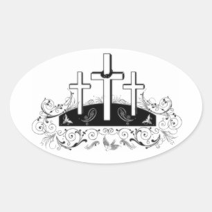 Adesivo oval três cruzes
