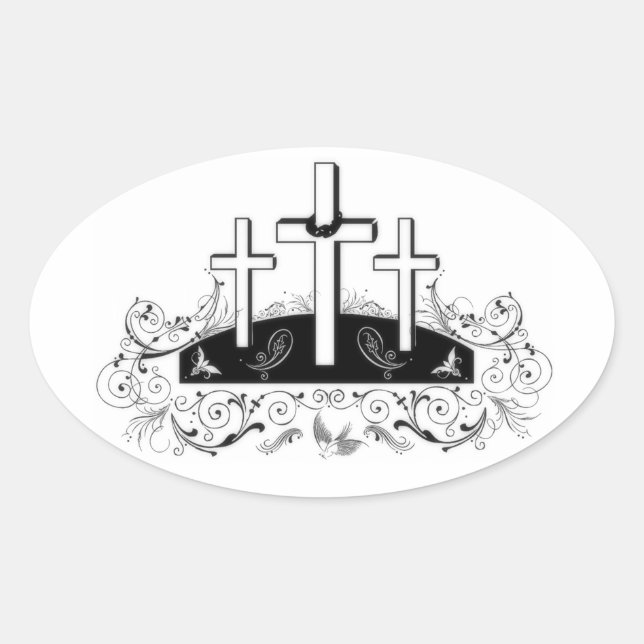 Adesivo oval três cruzes (Frente)