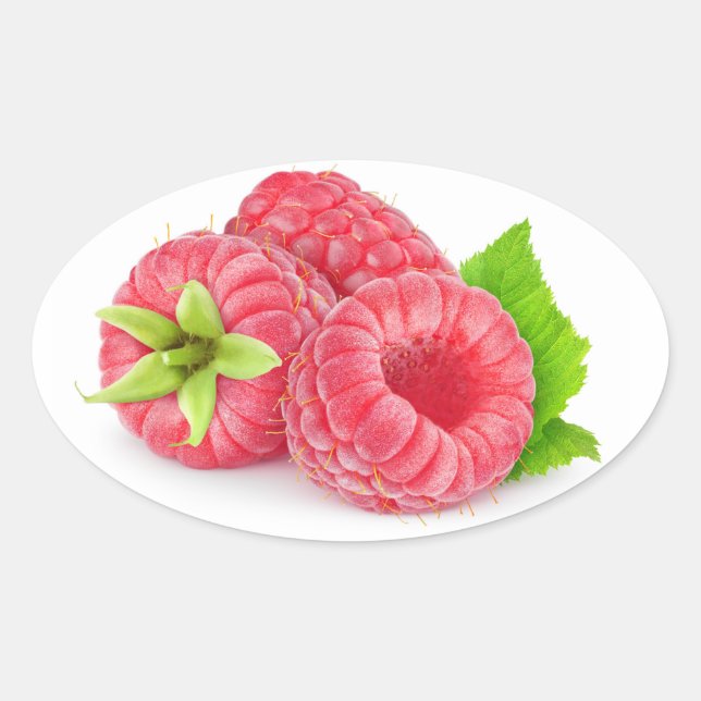 Adesivo Oval Três framboesas (Frente)