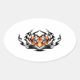 Adesivo Oval Tribal tiger