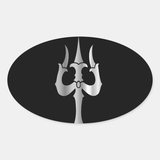 Adesivo Oval Tridente de Lord Shiva- Hinduísmo (Frente)
