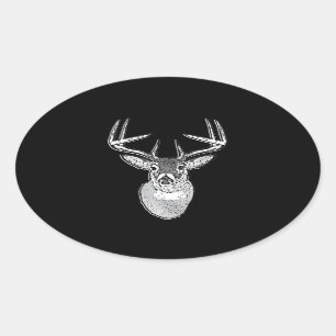 Adesivo Oval Troféu Buck em Black White Tail Deer