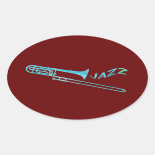 Adesivo Oval Trombone do jazz