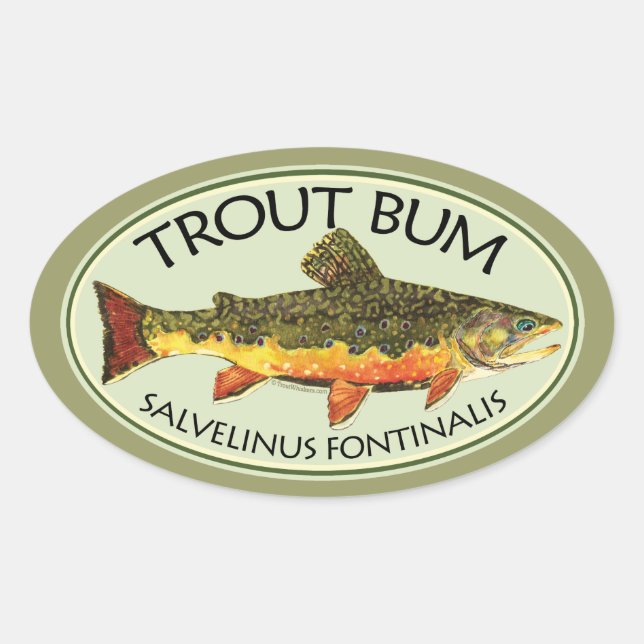 Adesivo Oval Trout Bum Fisheries (Frente)