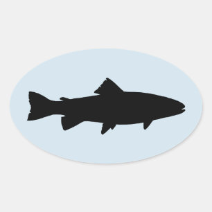 Adesivo Oval Trout Silhouette