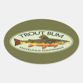 Adesivo Oval Truta De Pesca De Voo Bum