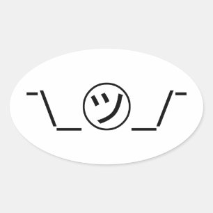 Adesivo Oval Tsu Kana Shrug Emoticon ¯\_ ㋡_/  Japonês Kaomo