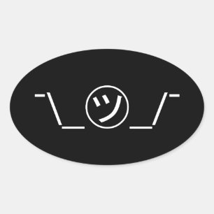 Adesivo Oval Tsu Kana Shrug Emoticon ¯\_ ㋡_/ movimento Japonês