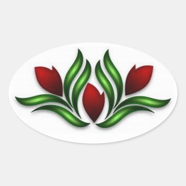 Adesivo Oval Tulipas Vermelhas (Frente)
