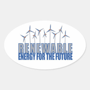 Adesivo Oval Turbinas de Energia Eólica