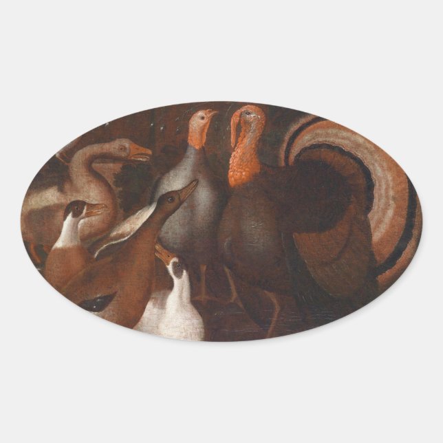 Adesivo Oval Turquia Pigeon Dia de Ação de Graças (Frente)