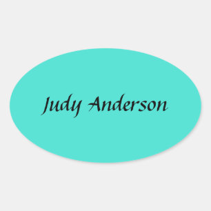 Adesivo Oval Turquoise Blue Professional Modern Name