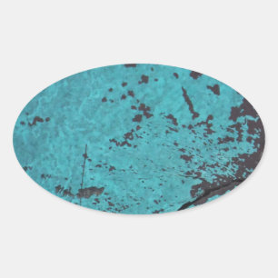 Adesivo Oval Turquoise Blue Rusted