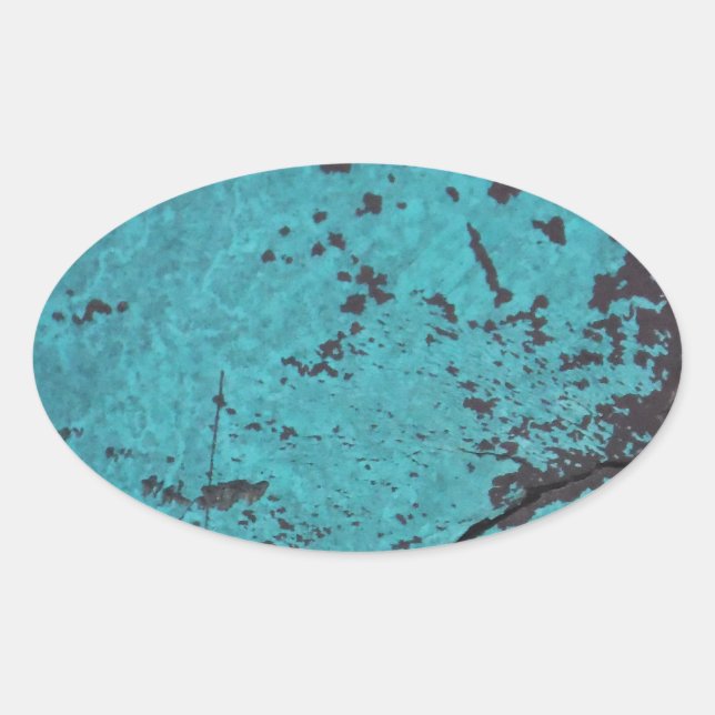 Adesivo Oval Turquoise Blue Rusted (Frente)