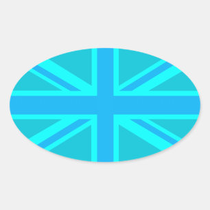 Adesivo Oval Turquoise Union Jack British Flag Design