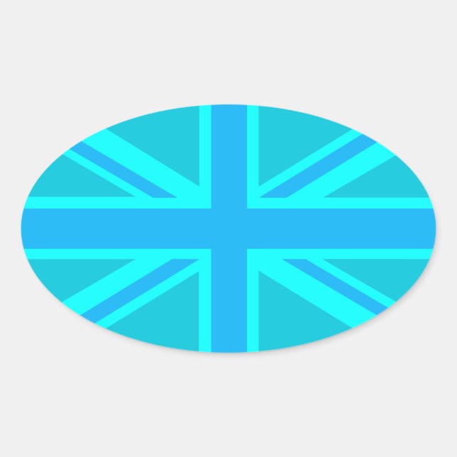Adesivo Oval Turquoise Union Jack British Flag Design (Frente)