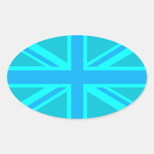 Adesivo Oval Turquoise Union Jack Flag Decor