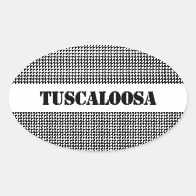Adesivo Oval Tuscaloosa com Houndstooth (por MG Dezines) (Frente)