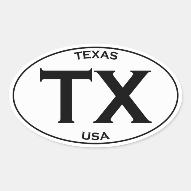 Adesivo Oval TX - Texas USA (Frente)