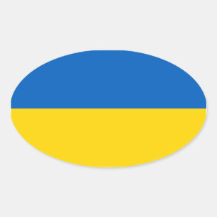 Adesivo Oval Ucrânia/bandeira ucraniana
