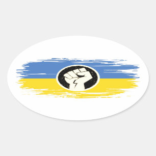 Adesivo Oval Ucrânia solidariedade bandeira azul-amarela levan