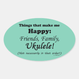 Adesivo Oval Ukulele me deixa feliz