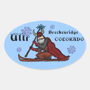 Adesivo Oval Ullr deus da neve Breckenridge Colorado
