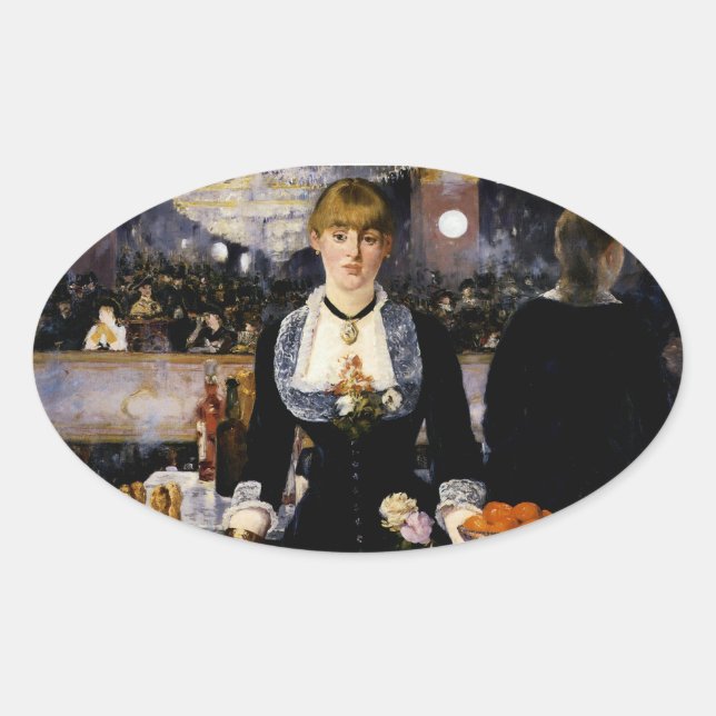 Adesivo Oval Um Bar no Folies-Bergere, 1881-82 (Frente)
