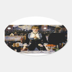Adesivo Oval Um bar no Folies-Bergere, 1881-82