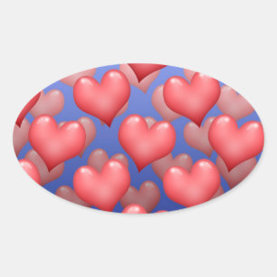 Adesivo Oval Um monte de corações