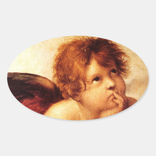 Adesivo Oval Um querubim, detalhe do Sistine Madonna - Raphael