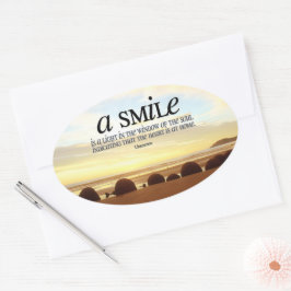 Adesivo Oval "Um sorriso é uma citação inspiracional leve"