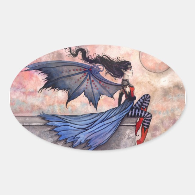 Adesivo Oval Um Vampiro Gótico Vampiro Vampiro Malvado (Frente)