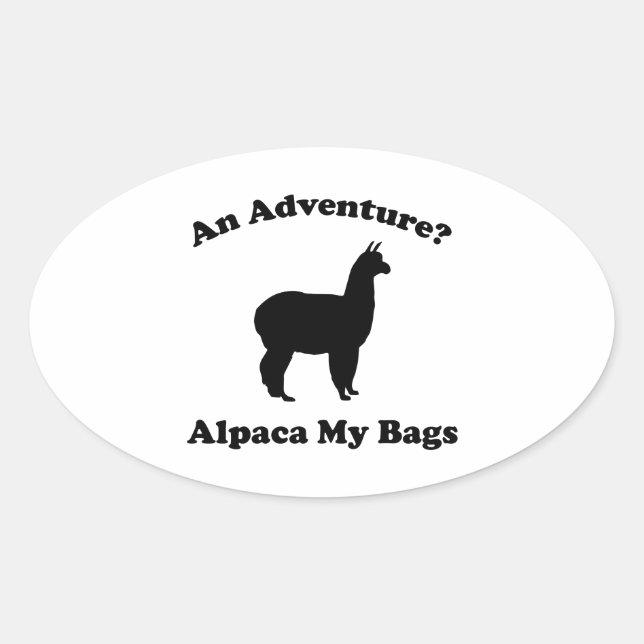 Adesivo Oval Uma Aventura? Alpaca My Bolsas (Frente)