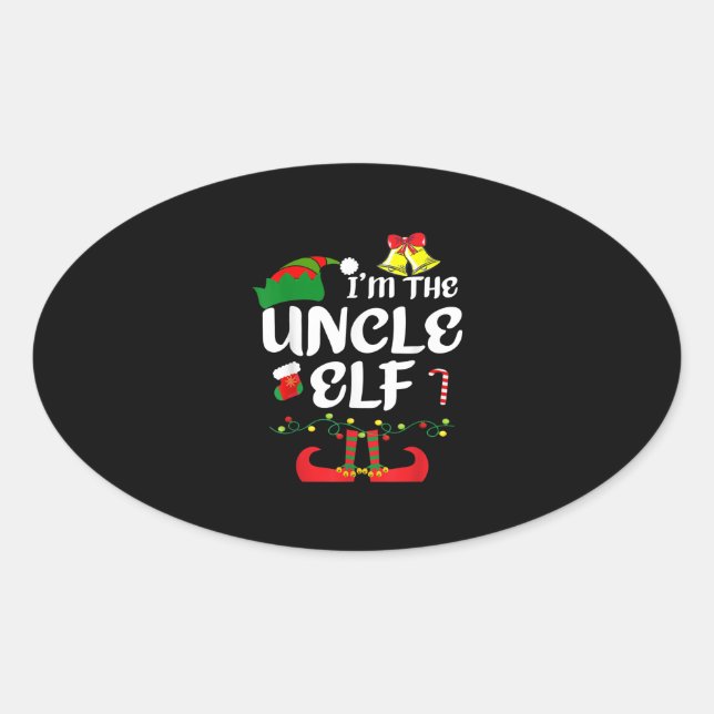 Adesivo Oval Uncle ELF Funny Christmas Matching Family Group (Frente)