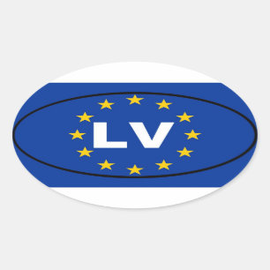 Adesivo Oval União Europeia de Latvia LV