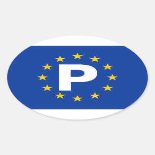 Adesivo Oval União Europeia de QUATRO Portugal "P"