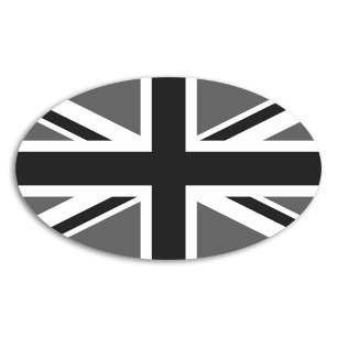 Adesivo Oval Union Jack preto e cinzento