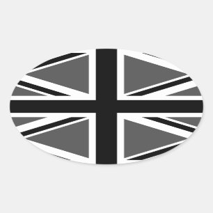 Adesivo Oval Union Jack preto e cinzento