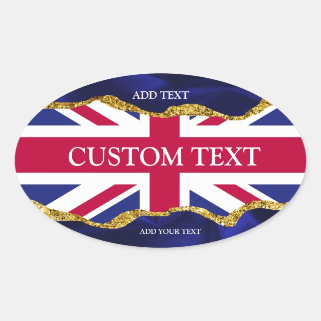 Adesivo Oval Union Jack Stickers Personalizado Marinho e Arte D (Frente)