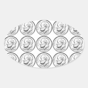 Adesivo Oval United States Roosevelt Dime