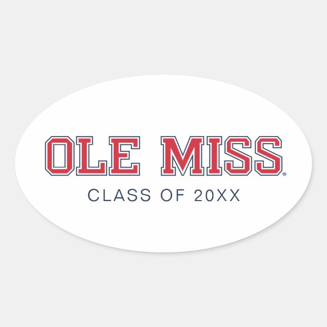 Adesivo Oval Universidade do Mississippi | Ole Miss Wordmark (Frente)