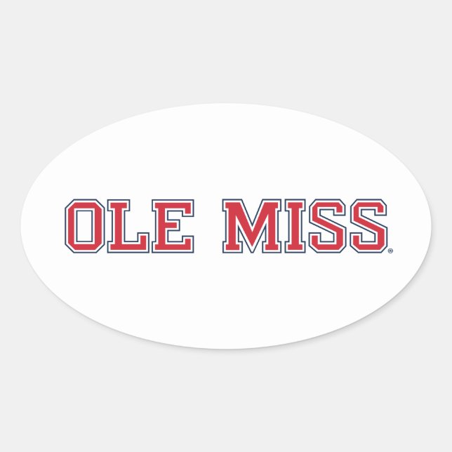 Adesivo Oval Universidade do Mississippi | Ole Miss Wordmark (Frente)