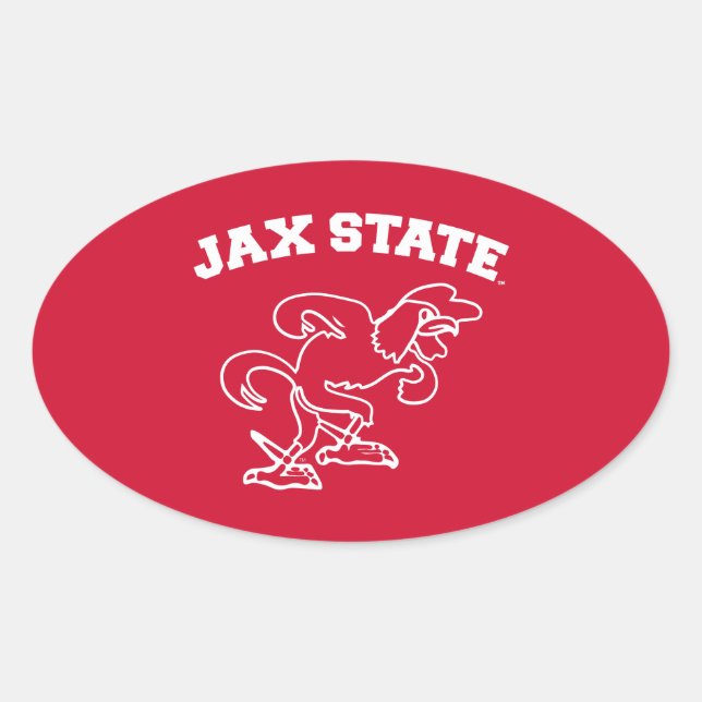 Adesivo Oval Universidade Estadual de Jacksonville JAX State Ga (Frente)
