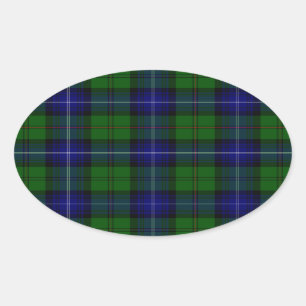 Adesivo Oval Urquhart tartan Blue xadrez