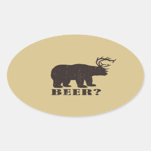 Adesivo Oval Urso + Cervos = urso? Decalques engraçados da ca