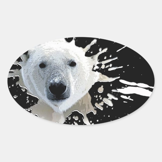 Adesivo Oval urso polar (Frente)