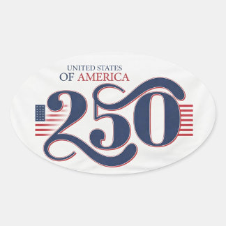 Adesivo Oval USA 250 Oval Patriotic Stickers 