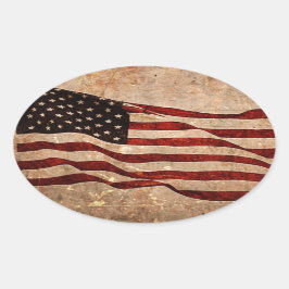 Adesivo Oval USA Vintage American Flag