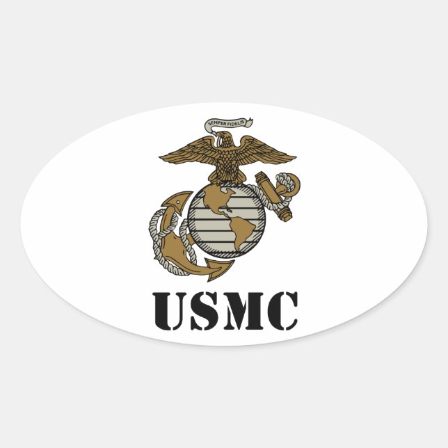 Adesivo Oval USMC [stencil] (Frente)